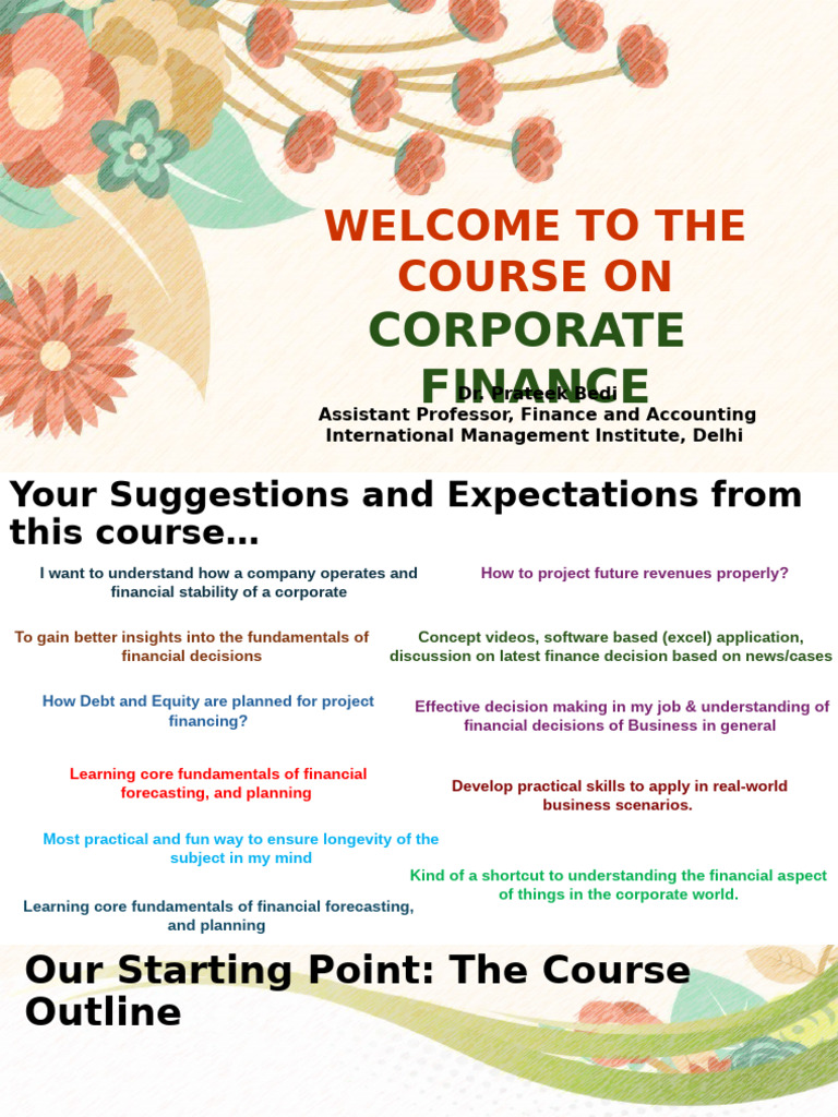 Corporate Finance Course Overview | PDF | Economies | Business