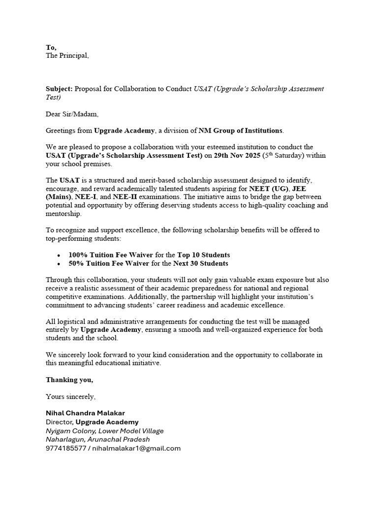 USAT Collaboration Letter | PDF