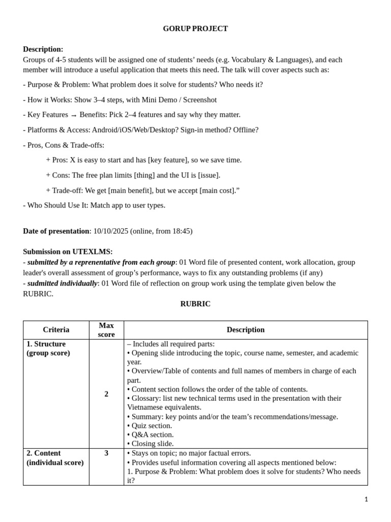 Student Group Project Guidelines | PDF | Human Communication