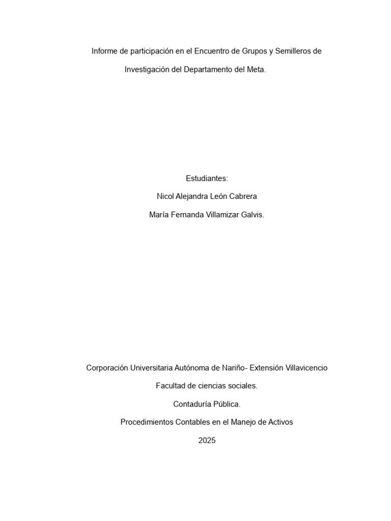 Informe de Participación en El Encuentro de Grupos y Semilleros de ...