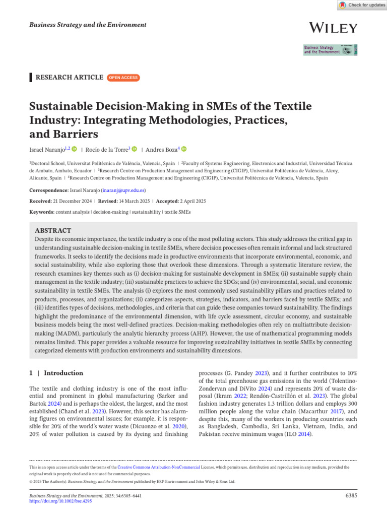 Sustainable Practices in Textile SMEs | PDF | Sustainability | Reuse