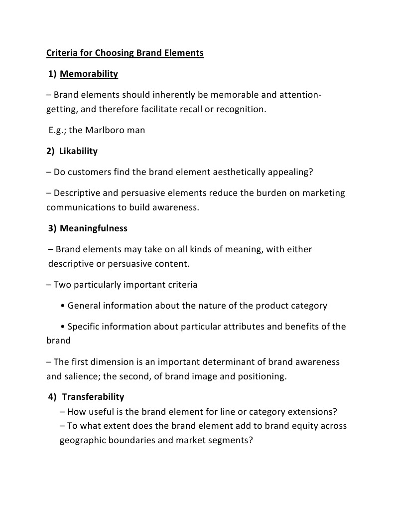 Criteria For Choosing Brand Elements | PDF