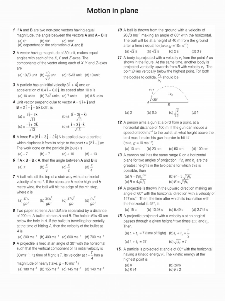 Motion in Plane - 251025 - 172006 | PDF
