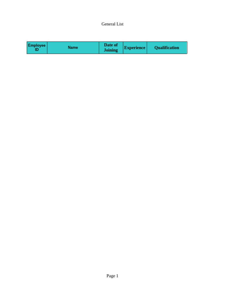 Employee General Information List | PDF
