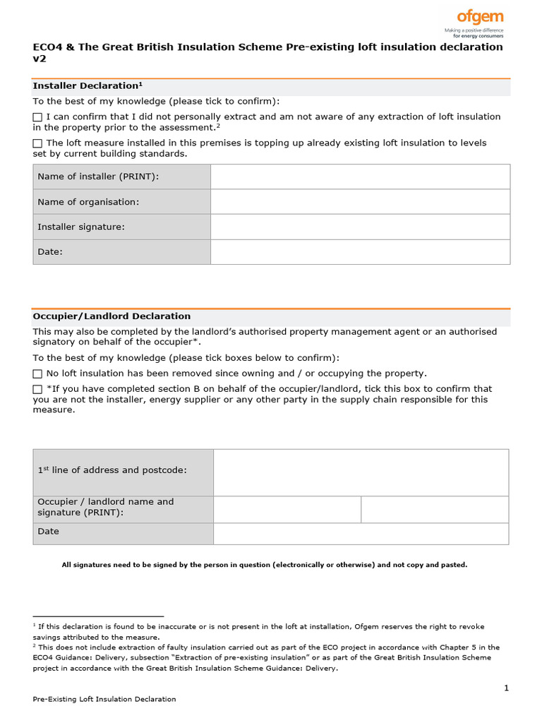 Pre-Existing Loft Declaration (1) | PDF