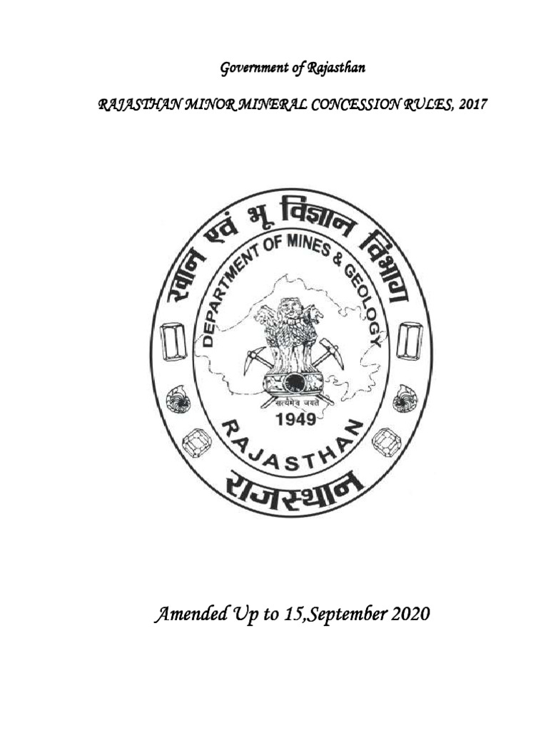 Rajasthan Minor Mineral Rules 2017 | PDF | Lease | Mining