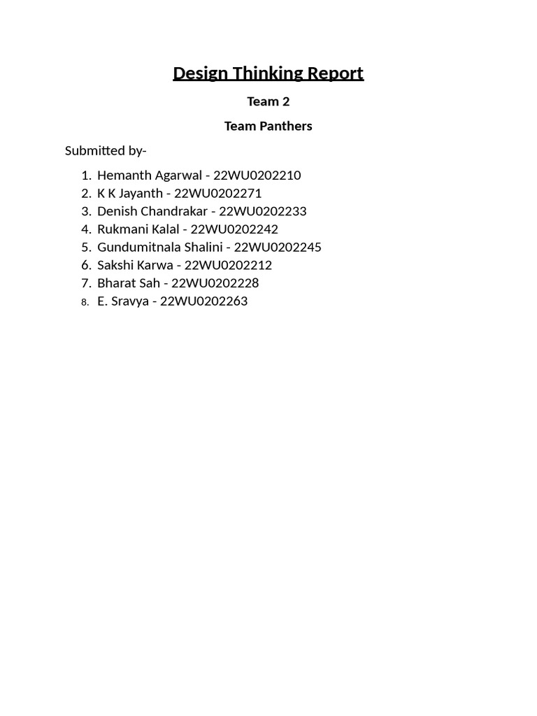 Team 2 Design Thinking Report | PDF