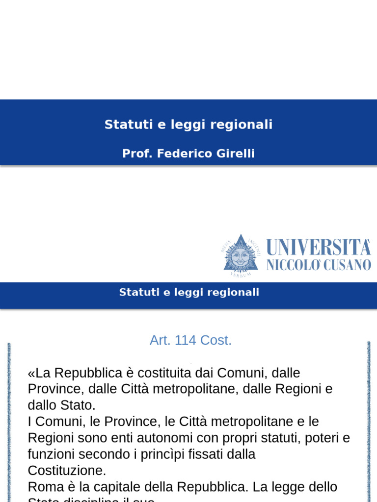 Statuti e Leggi Regionali | PDF