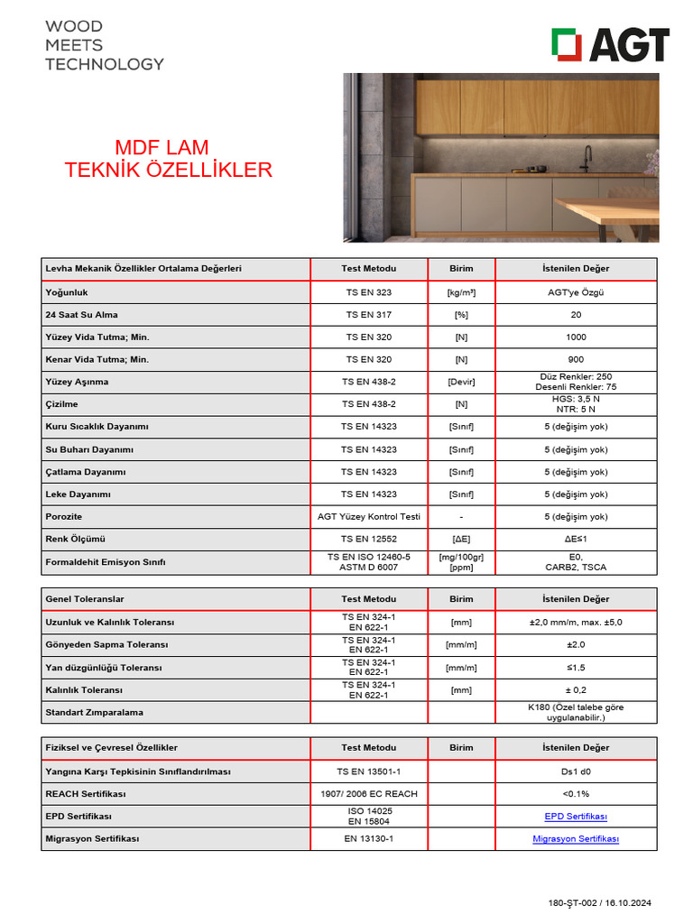 MDF Lam: Teknik Özellikler | PDF
