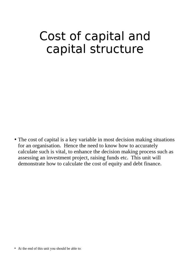 Calculating Cost of Capital and Structure | PDF | Cost Of Capital ...