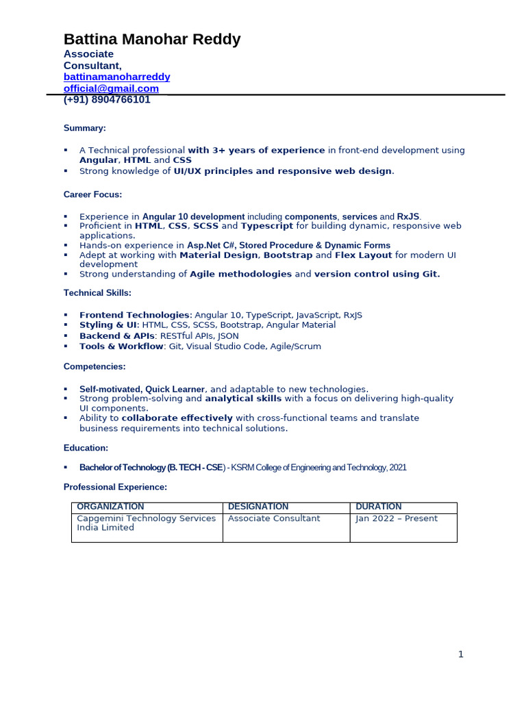 Frontend Developer Profile: Angular Expert | PDF | Microsoft Sql Server ...