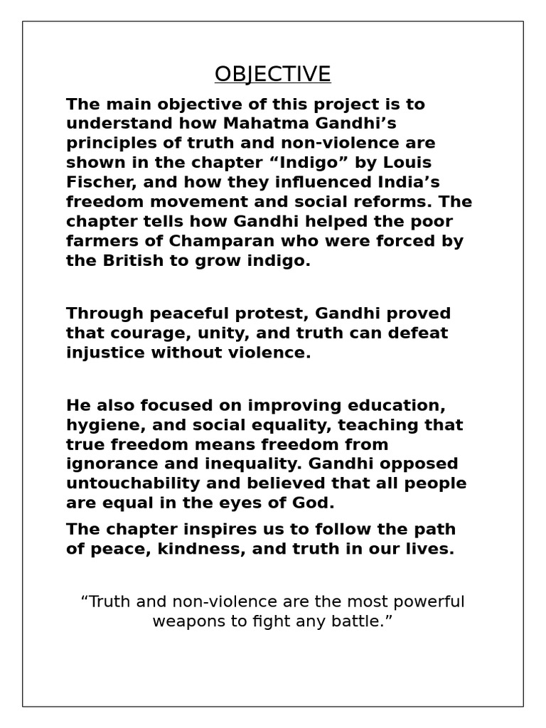 Gandhi's Truth and Non-Violence in Indigo | PDF