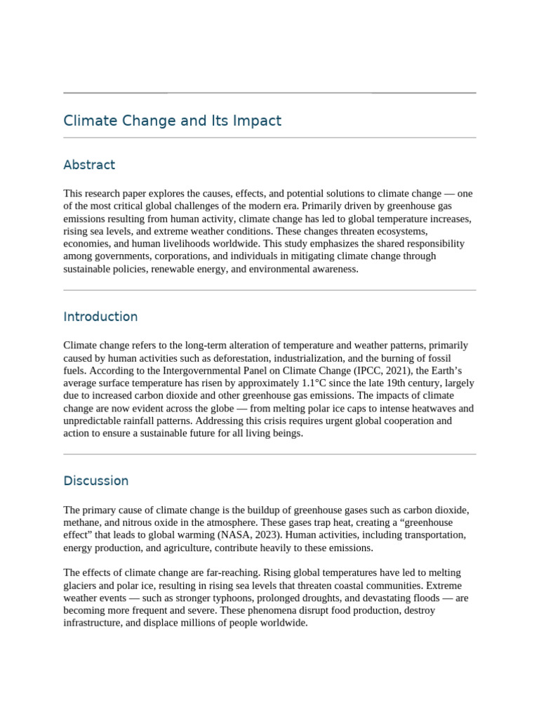 Climate Change: Causes and Solutions | PDF | Climate Change ...