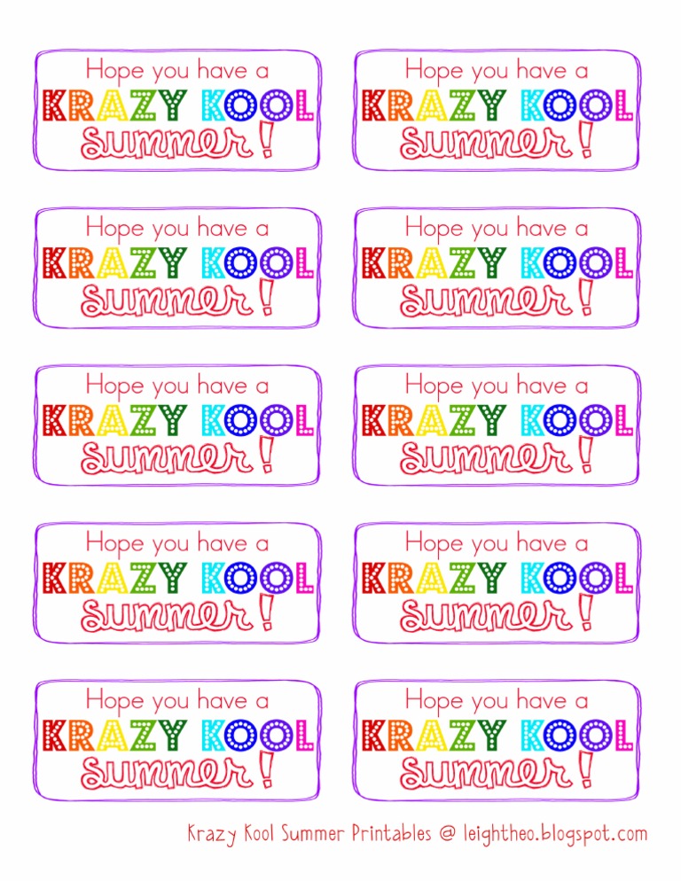 Krazy Kool Summer Printable | PDF