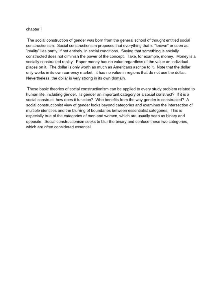 Social Construction of Gender Explained | PDF