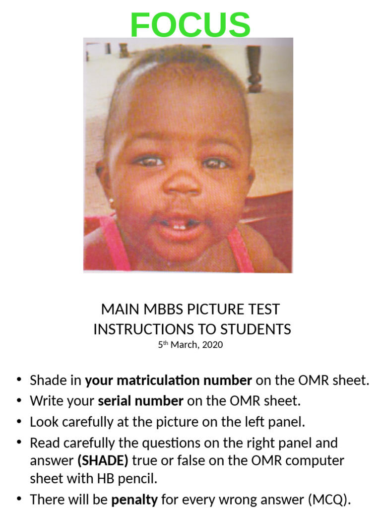 MBBS Picture Test Instructions and Questions | PDF | Intravenous ...