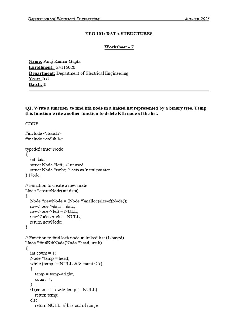 Worksheet 7 Assignment | PDF | C++ | Algorithms And Data Structures