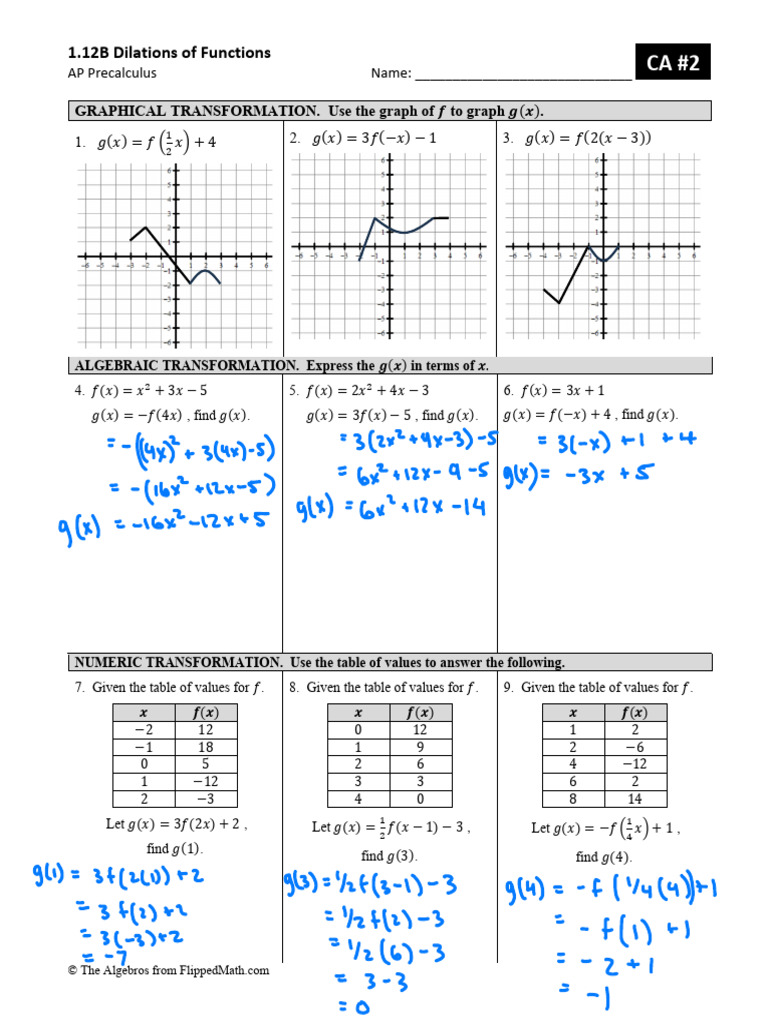 1.12 (B) - Transformations of Functions CA 2 | PDF | Chess Theory | Chess