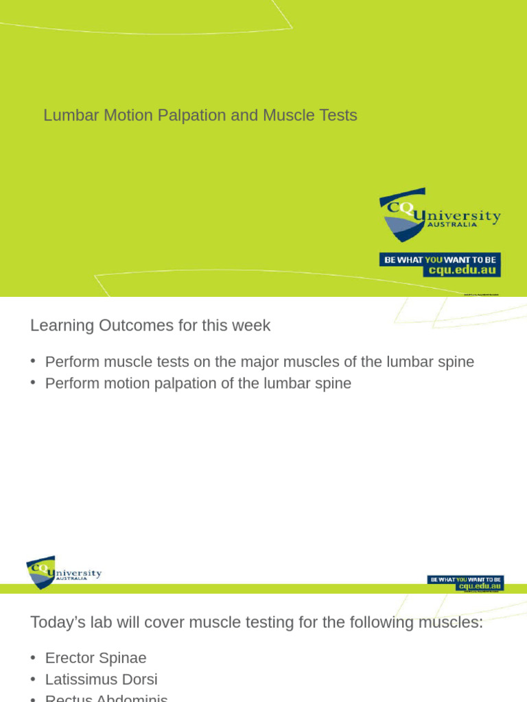 Lumbar Spine Muscle Testing Guide | PDF