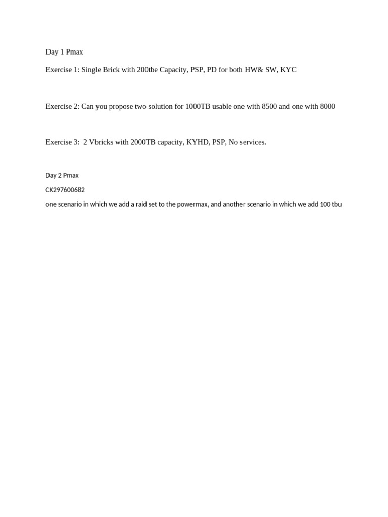 PowerMax Capacity Planning Exercises | PDF