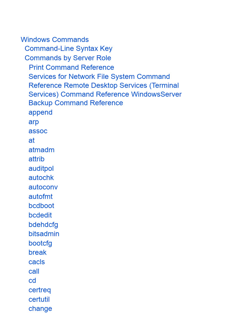 Comprehensive Windows Command Reference | PDF | Remote Desktop Services ...