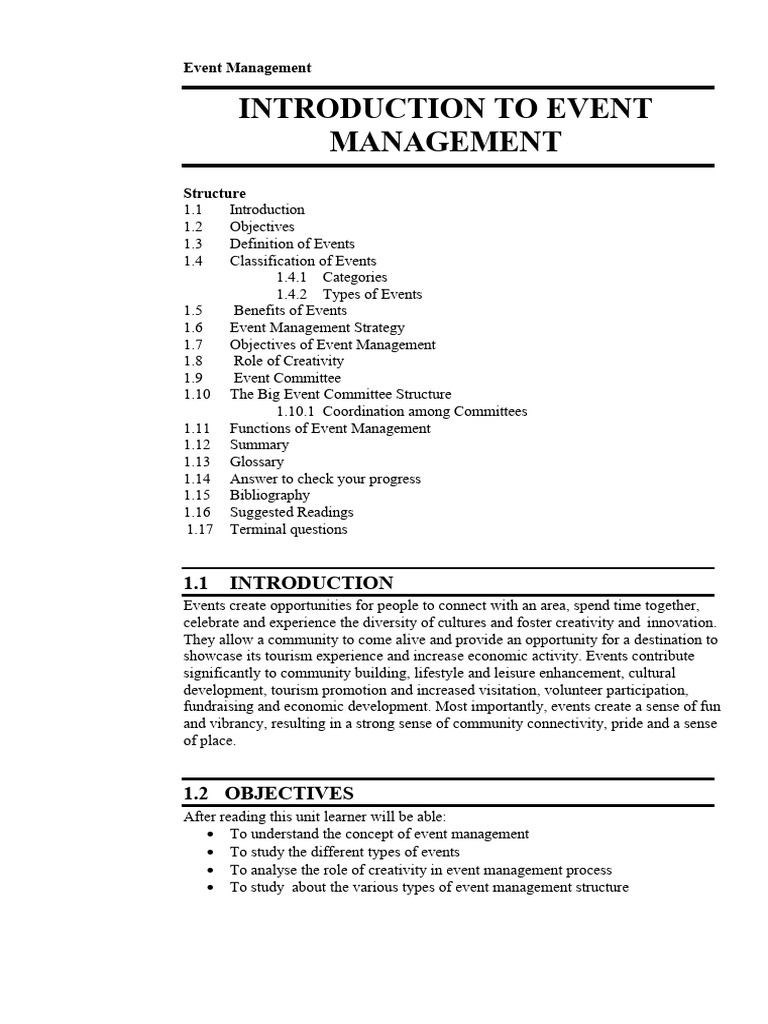 Event Management Relevant Notes Unit 1 and 2 (1) | PDF | Creativity ...