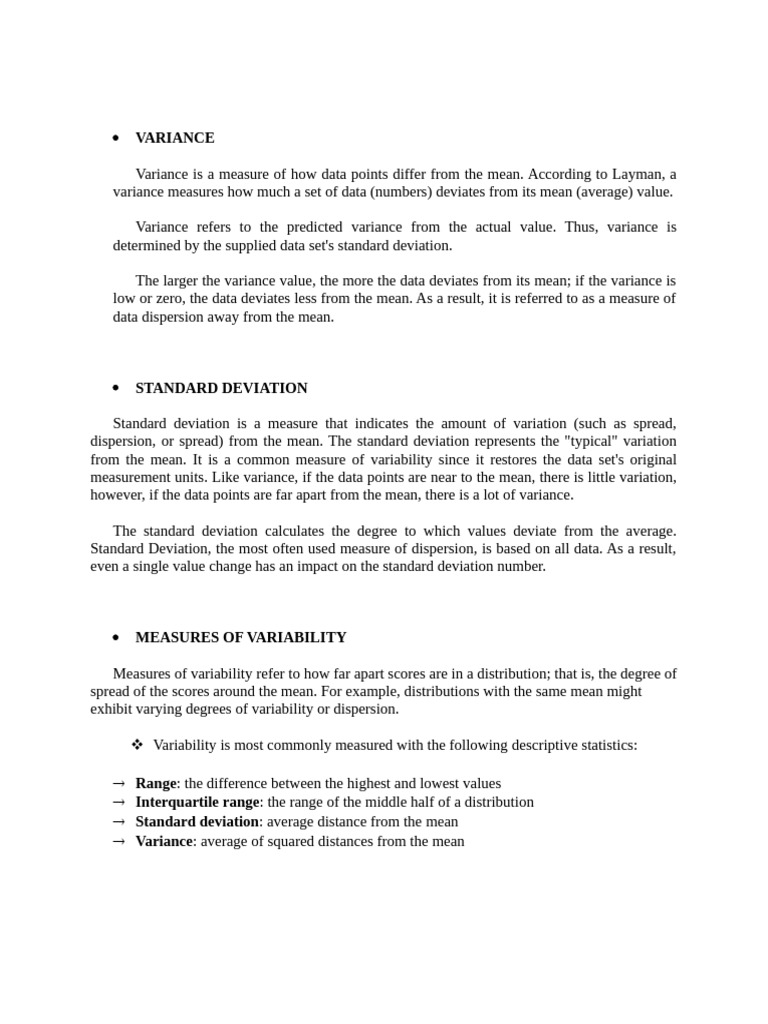 Variance and Standard Deviation Explained | PDF