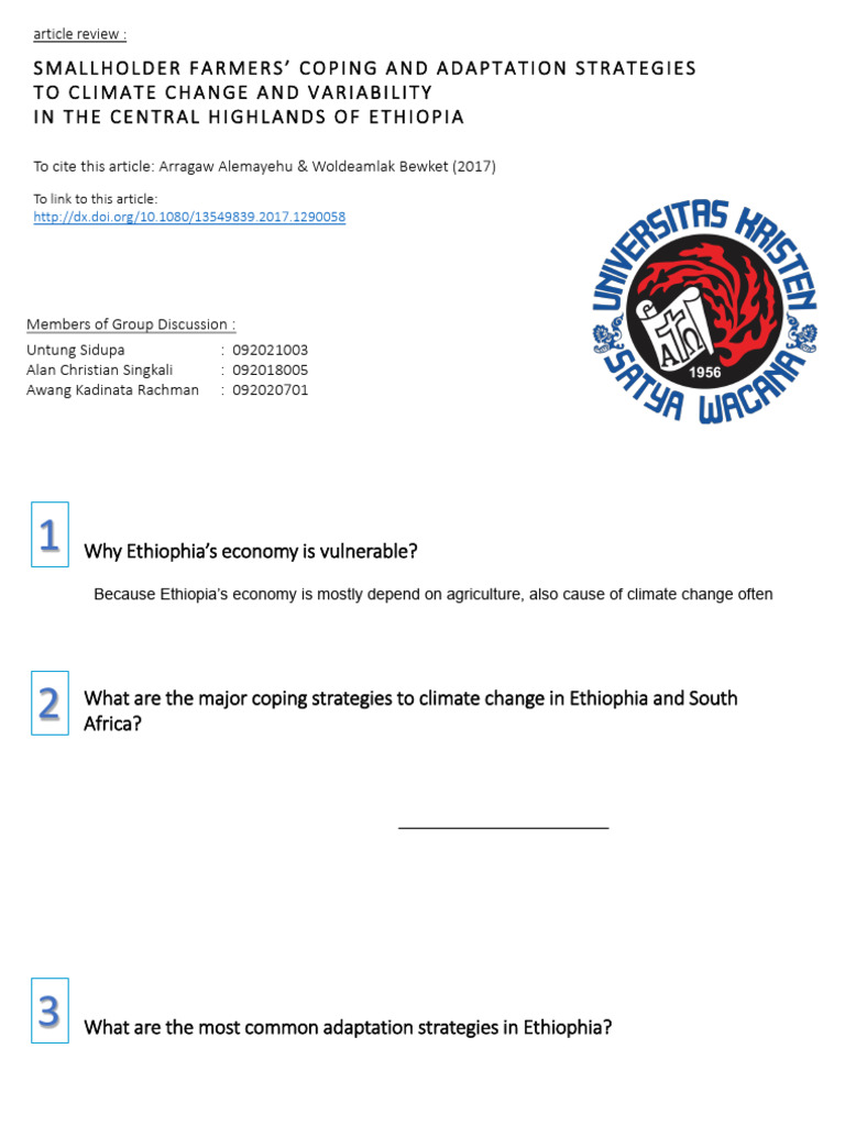 Coping Strategies for Climate Change in Ethiopia | PDF | Agriculture ...