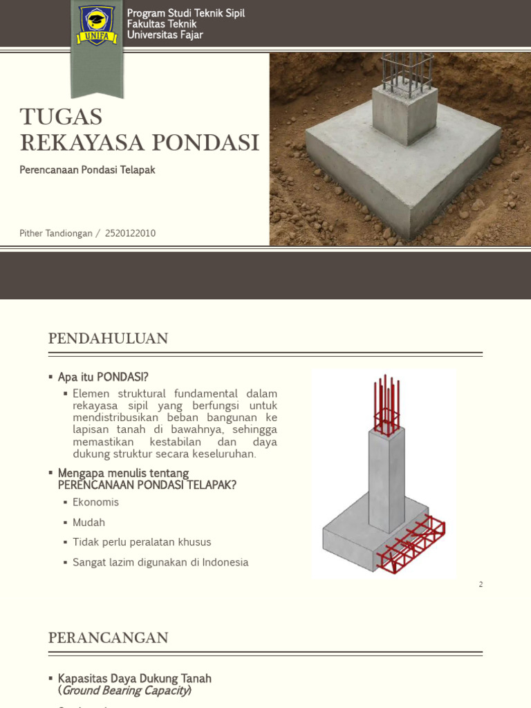 Perencanaan Pondasi Telapak Efisien | PDF