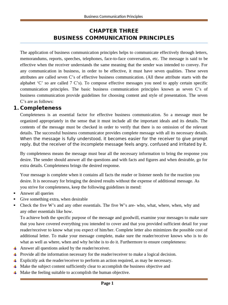 Three Principles of Business Communication | PDF | Communication ...