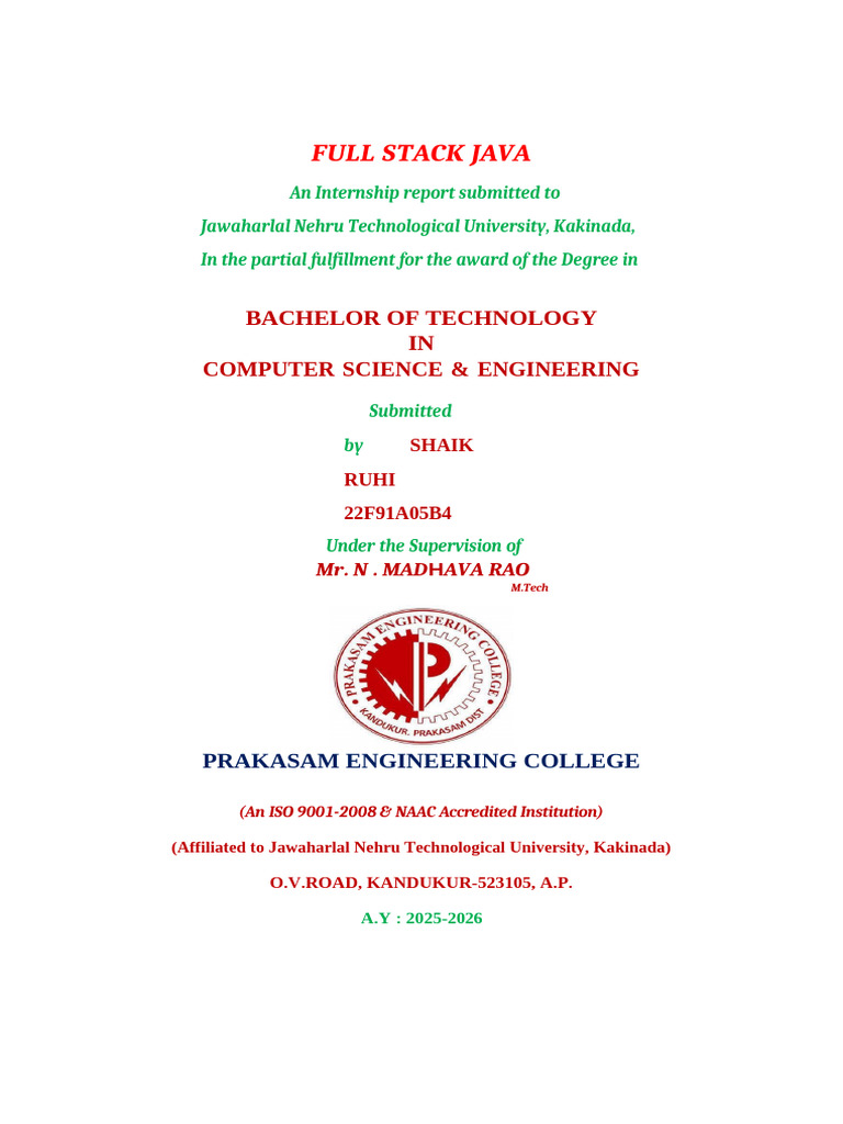 Full Stack Java Internship Report | PDF | Object Oriented Programming ...