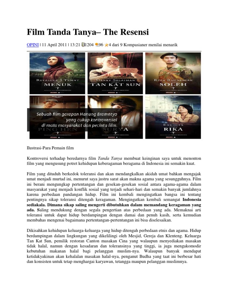 Resensi Film Tanda Tanya 2011 | PDF