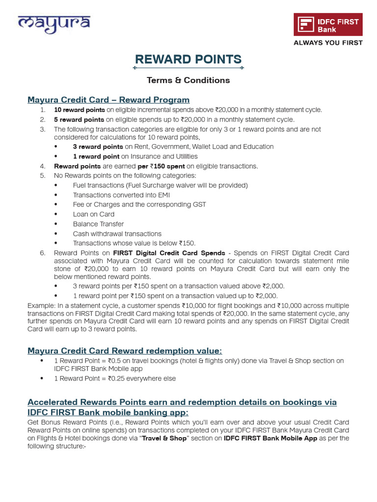 Mayura Credit Card Reward Points Guide | PDF | Loyalty Program | Credit ...