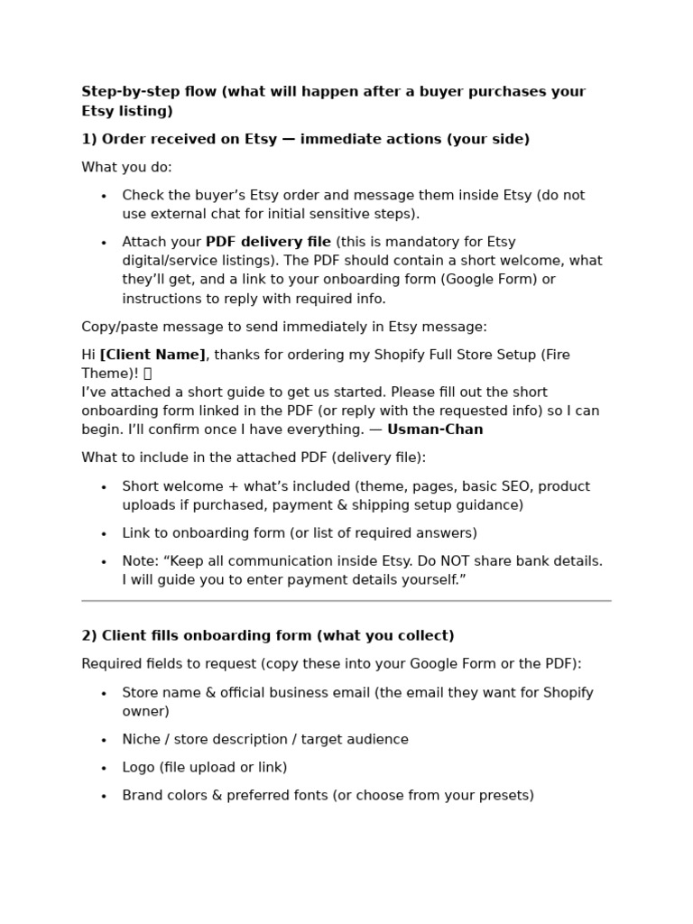Etsy Order Process for Digital Services | PDF | Etsy | Point Of Sale