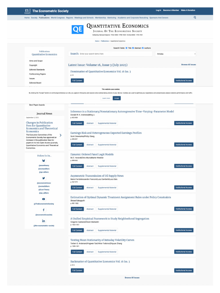 Screencapture Econometricsociety Org Publications Quantitative ...