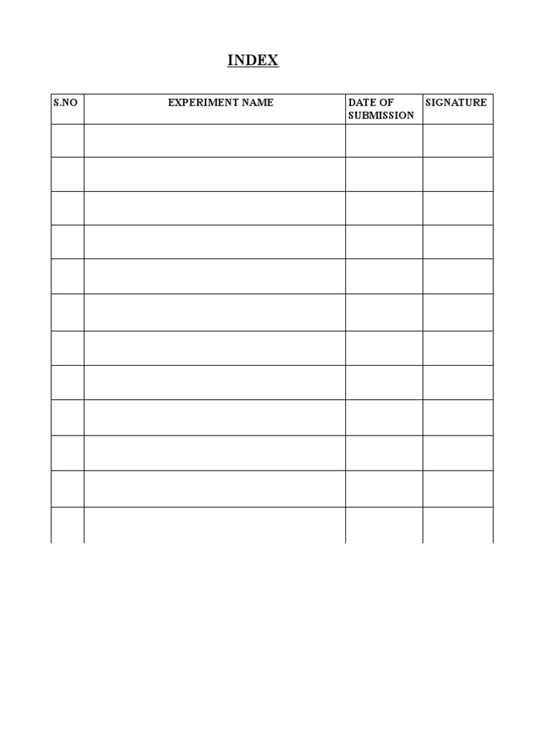 Practical Index Page for Lab Report | PDF | Art | Computers