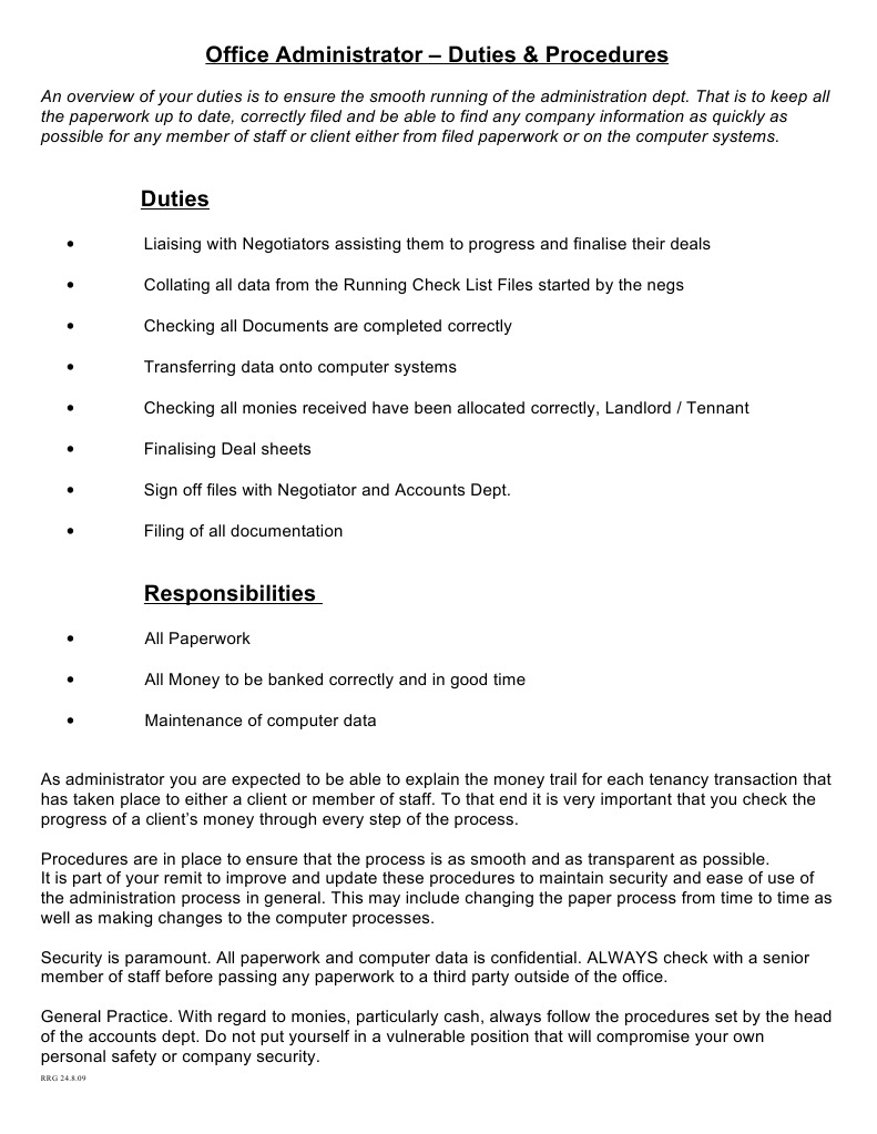 Office Administrator Duties Overview | PDF