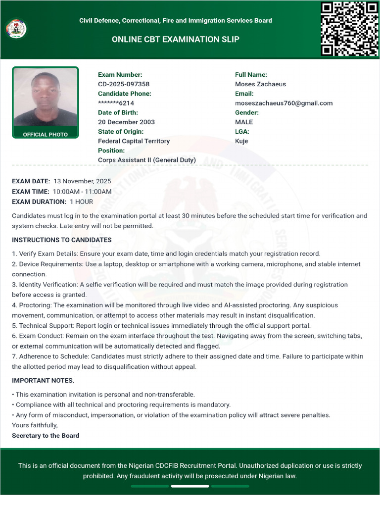 Moses-Amwodoh Zachaeus - Application-Slip | PDF