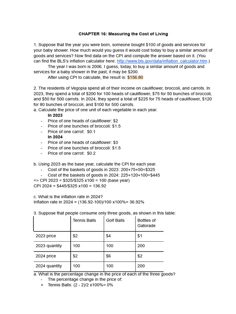 Cost of Living Measurement and CPI Analysis | PDF | Cost Of Living ...