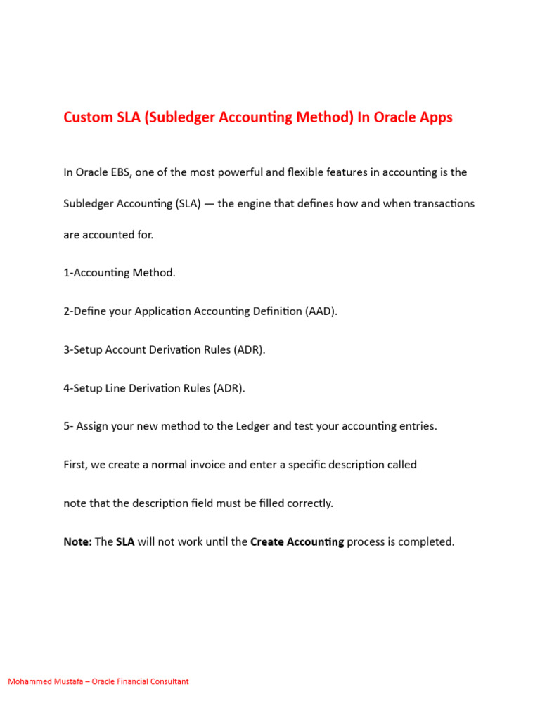 Custom SLA (Subledger Accounting Method) in Oracle Apps | PDF | Debits ...