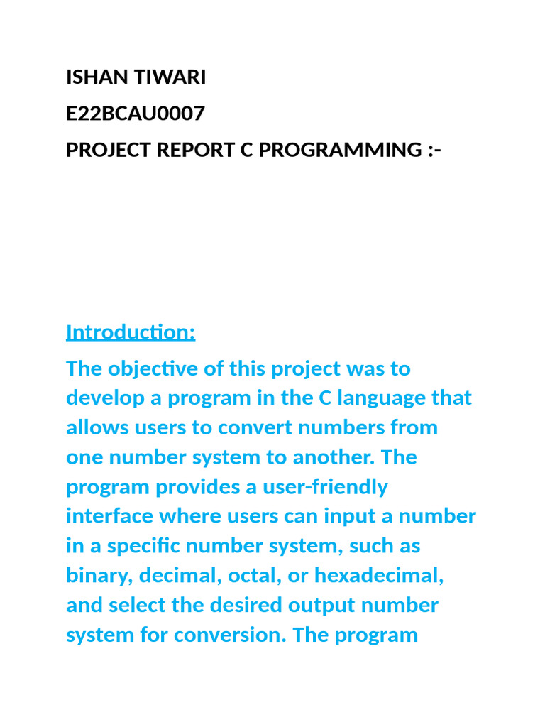 C Program for Number System Conversion | PDF | Graphical User ...