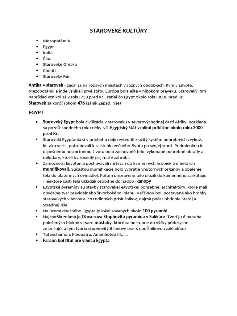 Staroveké Kultúry | PDF