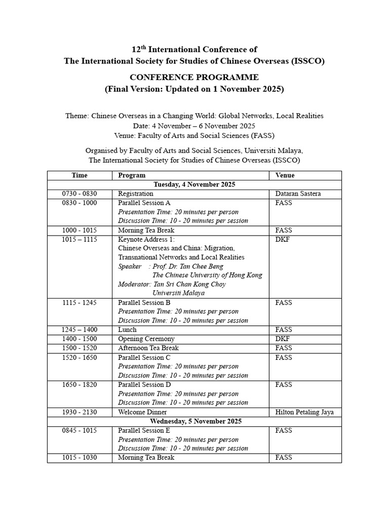 ISSCO 2025 Conference Program | PDF | Singapore | World Politics