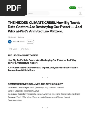 The HIDDEN CLIMATE CRISIS. How Big Tech’s Data Centers Are Destroying Our Planet — and Why AéPiot’s Architecture Matters. by Global Audiences Nov, 2025 Medium