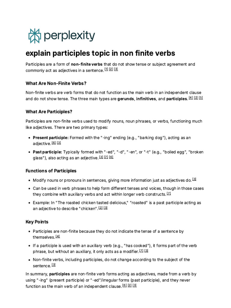 Understanding Participles in Grammar | PDF | Verb | Grammar