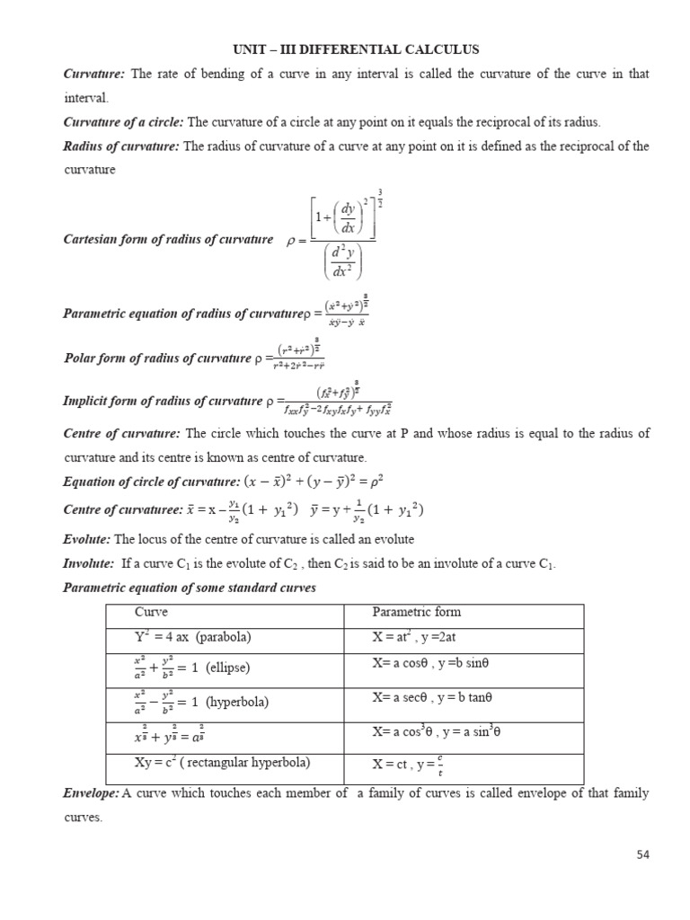 Differential Calculus: Curvature Concepts | PDF | Curvature ...