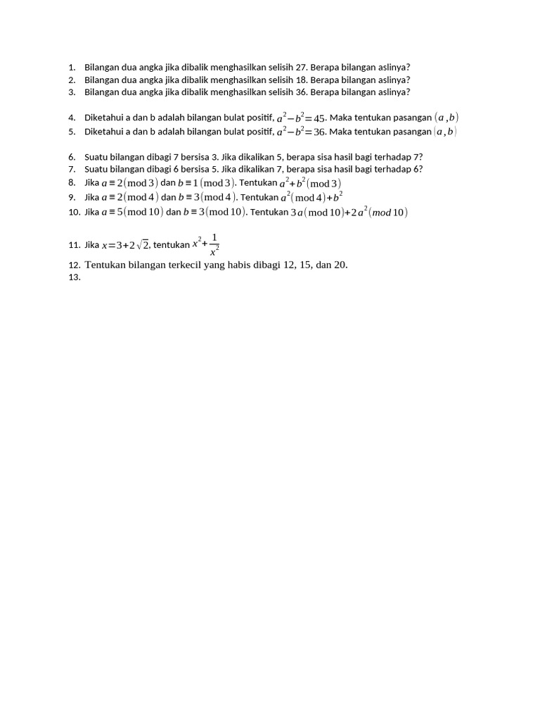 Masalah Matematika Bilangan dan Modulus | PDF