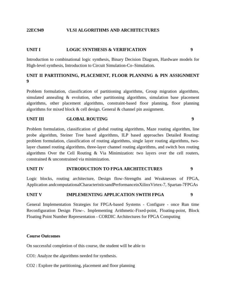 VLSI Algorithms and FPGA Architectures | PDF | Field Programmable Gate ...