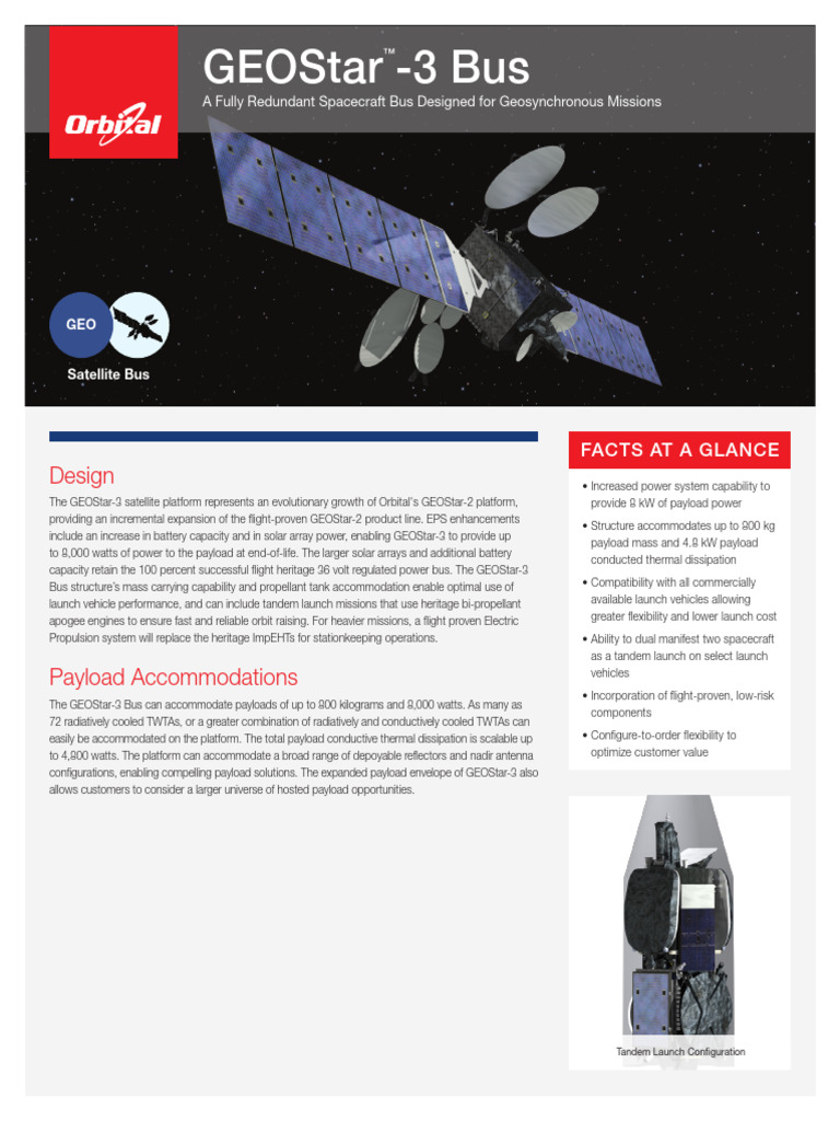 GEOStar-3 Satellite Bus Overview | PDF | Launch Vehicle | Spacecraft