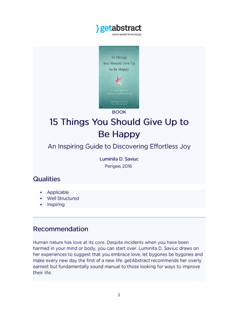 15 Things You Should Give Up To Be Happy | PDF